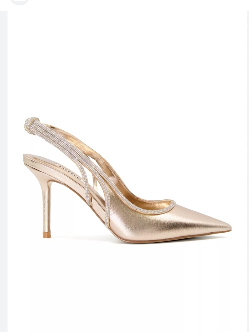 Dune Elegant Gold Stiletto Heels With Adorned With Crystal Beading Retails $190